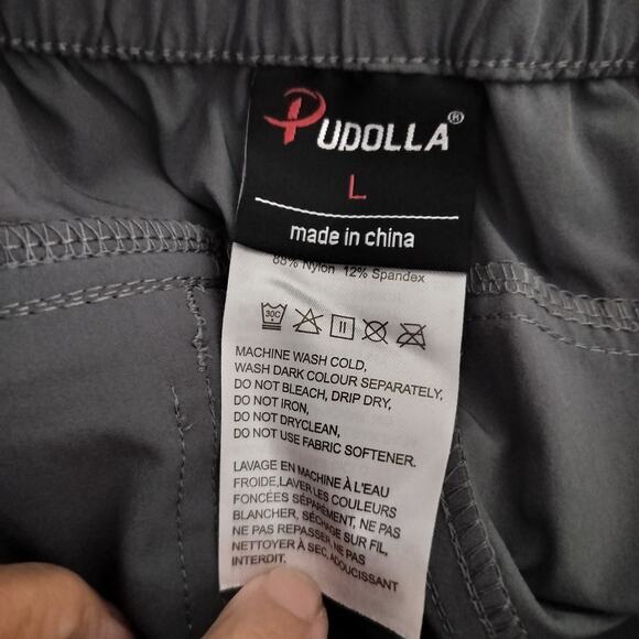 3057) Pudolla Unisex Dark Grey 3 Zipper Pockets Outdoor Work Shorts Large - Picture 7 of 8